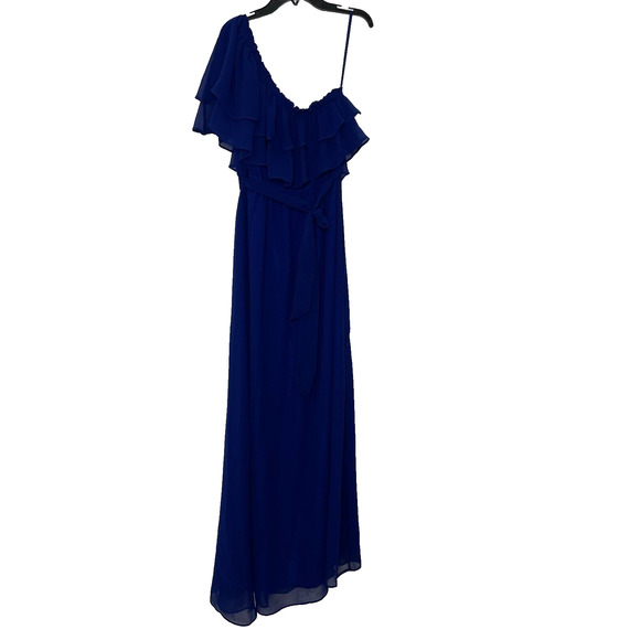 Hazel Royal Blue One-Shoulder Ruffle Maxi Dress Size S Women's NEW - Picture 1 of 11